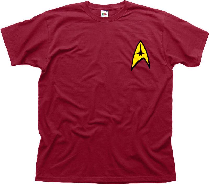 Star Trek Command Insignia Patch movie fancy dress burgundy t-shirt 01075 XL