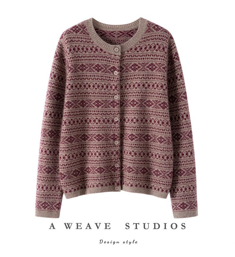 Women's Versatile Cashmere Cardigan - Autumn/Winter 2025, Soft, Comfortable, Warm, Loose Fit, Round Neck Knit Top