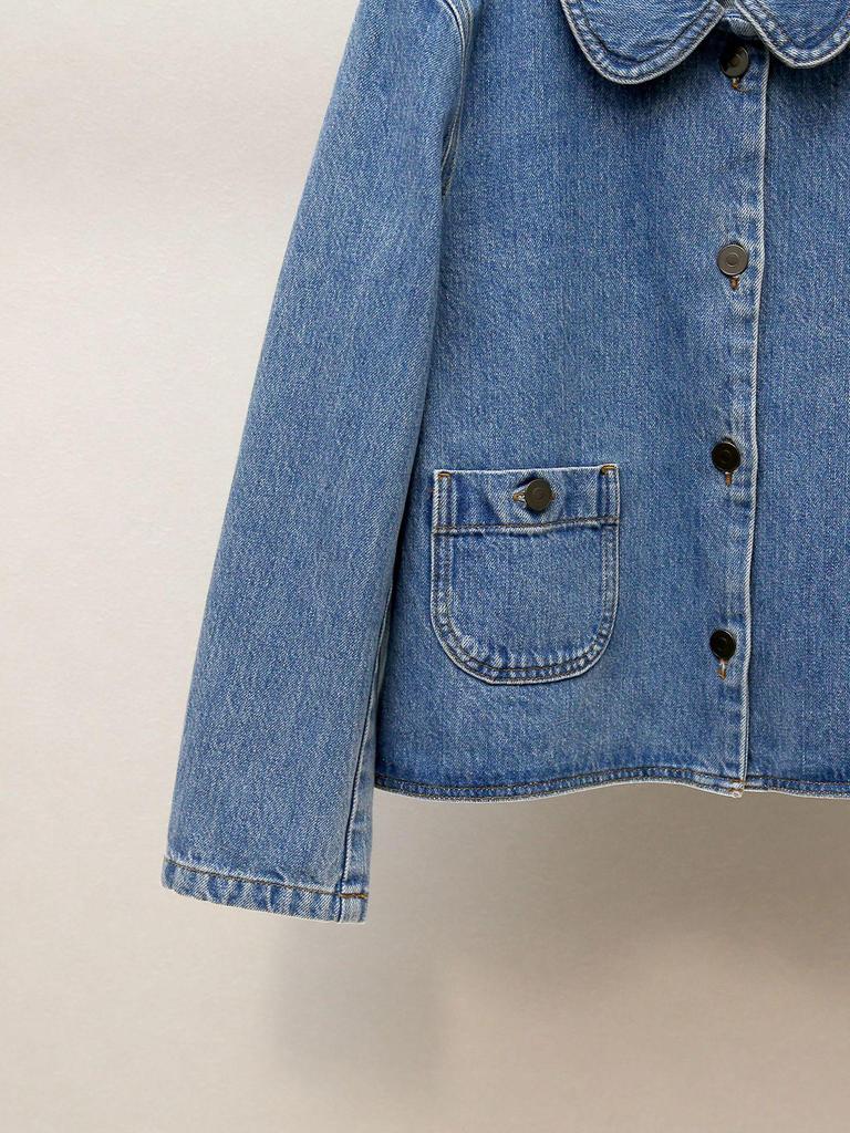 Autumn Sweet Style Women's Denim Jacket with Peter Pan Collar and Pockets