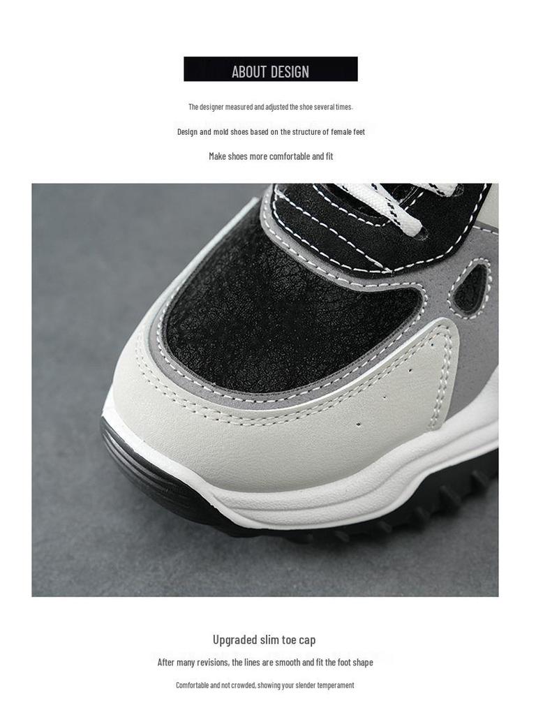 Women's 2025 Autumn White High-Top Dad Sneakers: Plus Velvet, Thick Sole, Versatile Casual Sports Shoes.