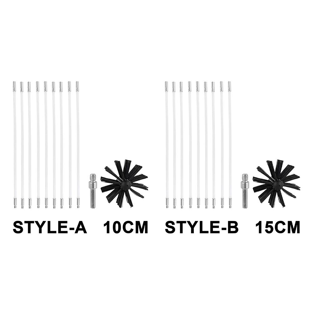 Chimney Brush Set 100/150mm Brush Head Flexible Chimney Sweep Set Nylon Brush Cleaning Tool Fireplace Inner Wall Cleaning Tools