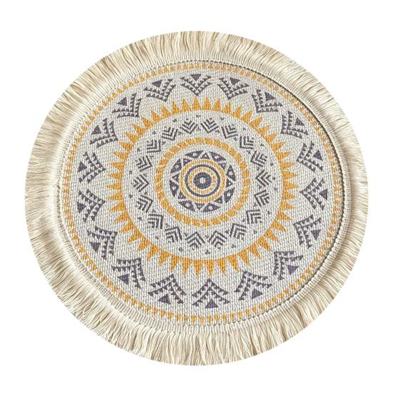 Yousheng Vintage Round Coasters, Pastoral Cotton Linen Placemats, Soft Jute Tassels Drink Mats, Handwoven Table Pads Mats Accessories