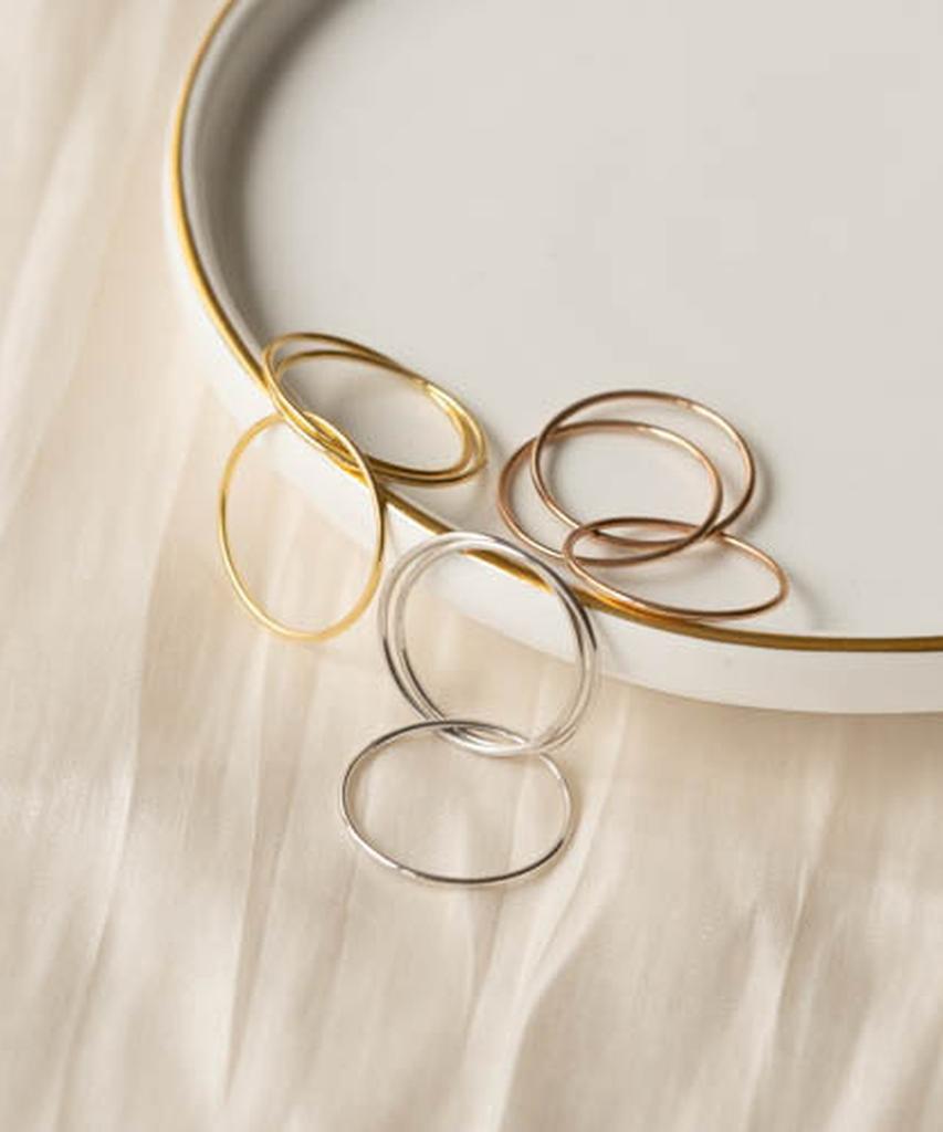 Alleun Silver 925 Layered Silver Thread Ring Knee Friendship