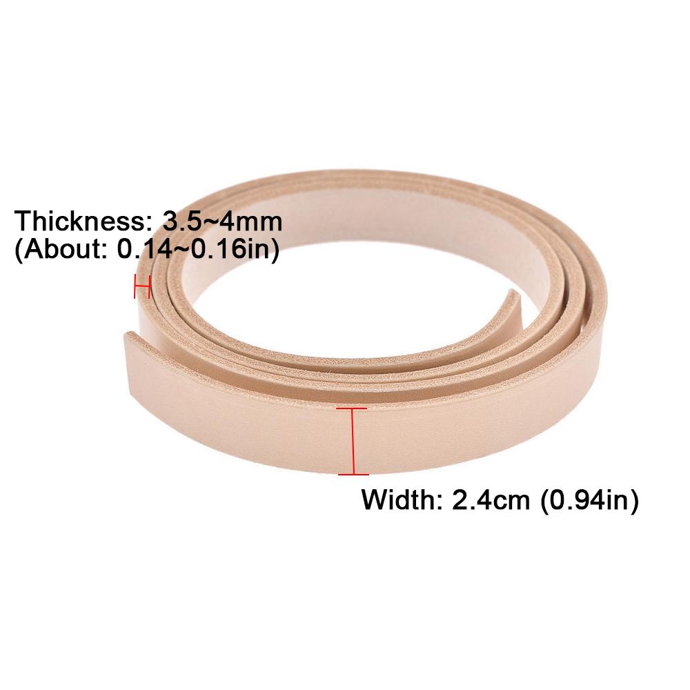 1 Rollo de Tira de Cuero de Vaca Natural para Cinturón 3.5-4mm Tira de Cuero Curtido al Vegetal 1.4-3.9cm X 100-125cm para Manualidades DIY y Trabajo en Cuero