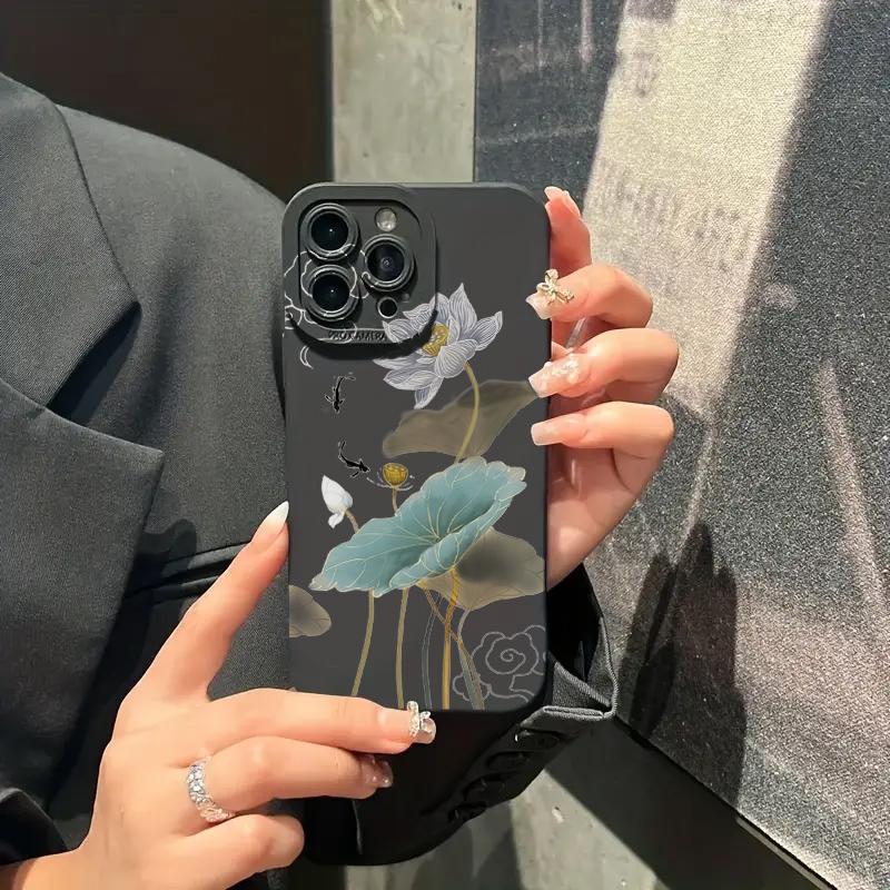 For iPhone 16 15 14 13 12 11 Pro Max Shockproof Blue Floral Pattern Phone Cover For iPhone XS XR 7 8 Plus 16 Soft Silicone Case