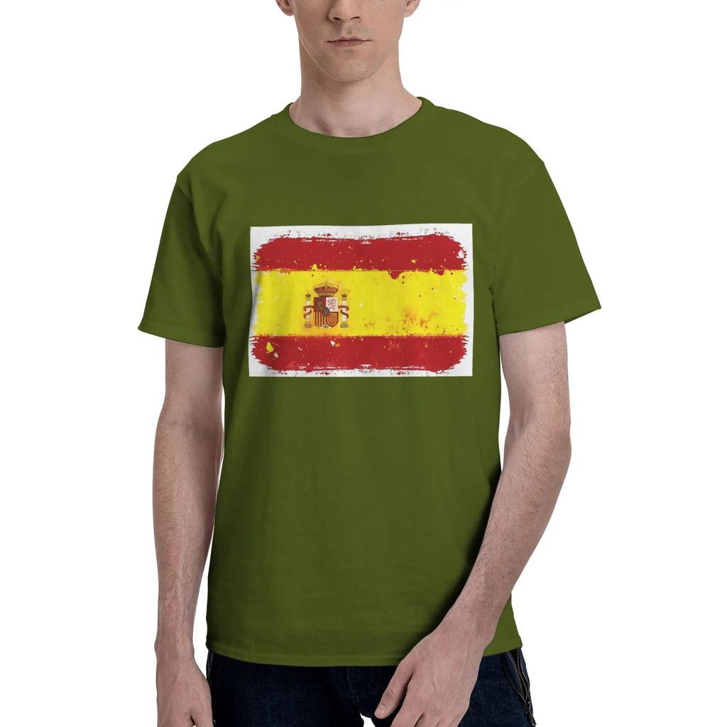 Spain Grunge Flag Men TShirt Plus Size T Shirts Mens Crew Neck Cotton Tees Short Summer Male