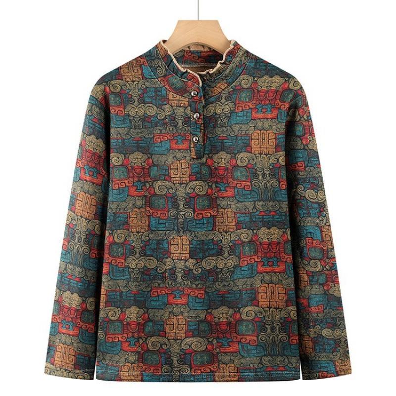 

Middle-aged elderly elderly woman thermal underwear fleece thickened bottoming shirt women s winter semi-turtleneck thermal top 5XL [recommended 150-80kg] зелёный