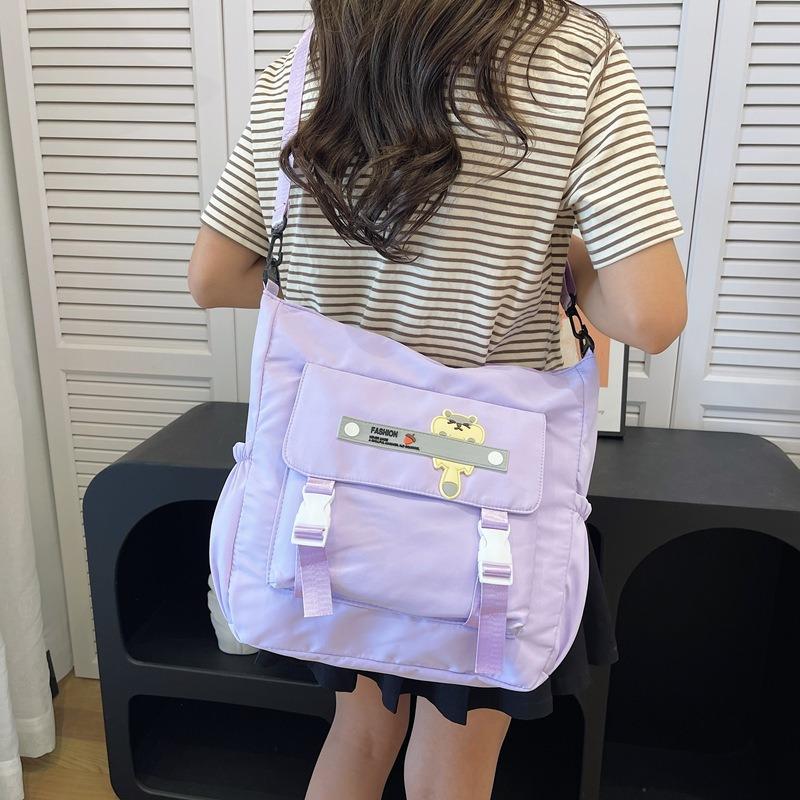 Small fresh nylon bag, women's crossbody shoulder bag, tote bag, class bag, large-capacity student tutoring bag