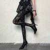 Womens Patterned Y2K Fishnet Tights Women Lace Black Fish Net Stockings High Waist Floral Pantyhose Gothic Witch Party
