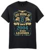 Life Begins At 21 Mens 21st T-Shirt Birthday Gift BORN In 2004 Legends 21st