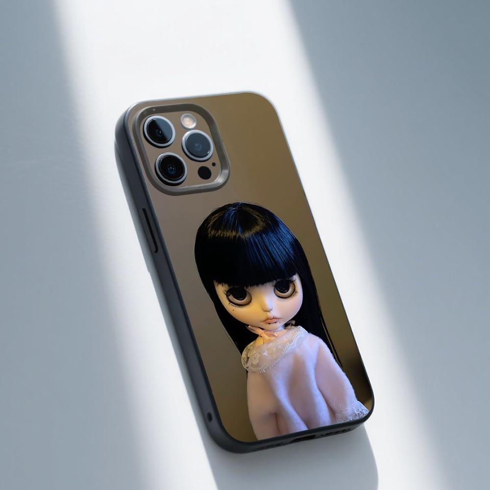 Cute B-Blythes Doll Phone Case For iPhone 16,15,14,13,12,11,Pro,Max,Plus,X,XS,XR,SE,8,7,Mini,Soft Silicone Black Case