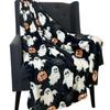 Halloween Flannel Blanket - Soft, Warm, Spider Webs, Witch Hats, Bats Design