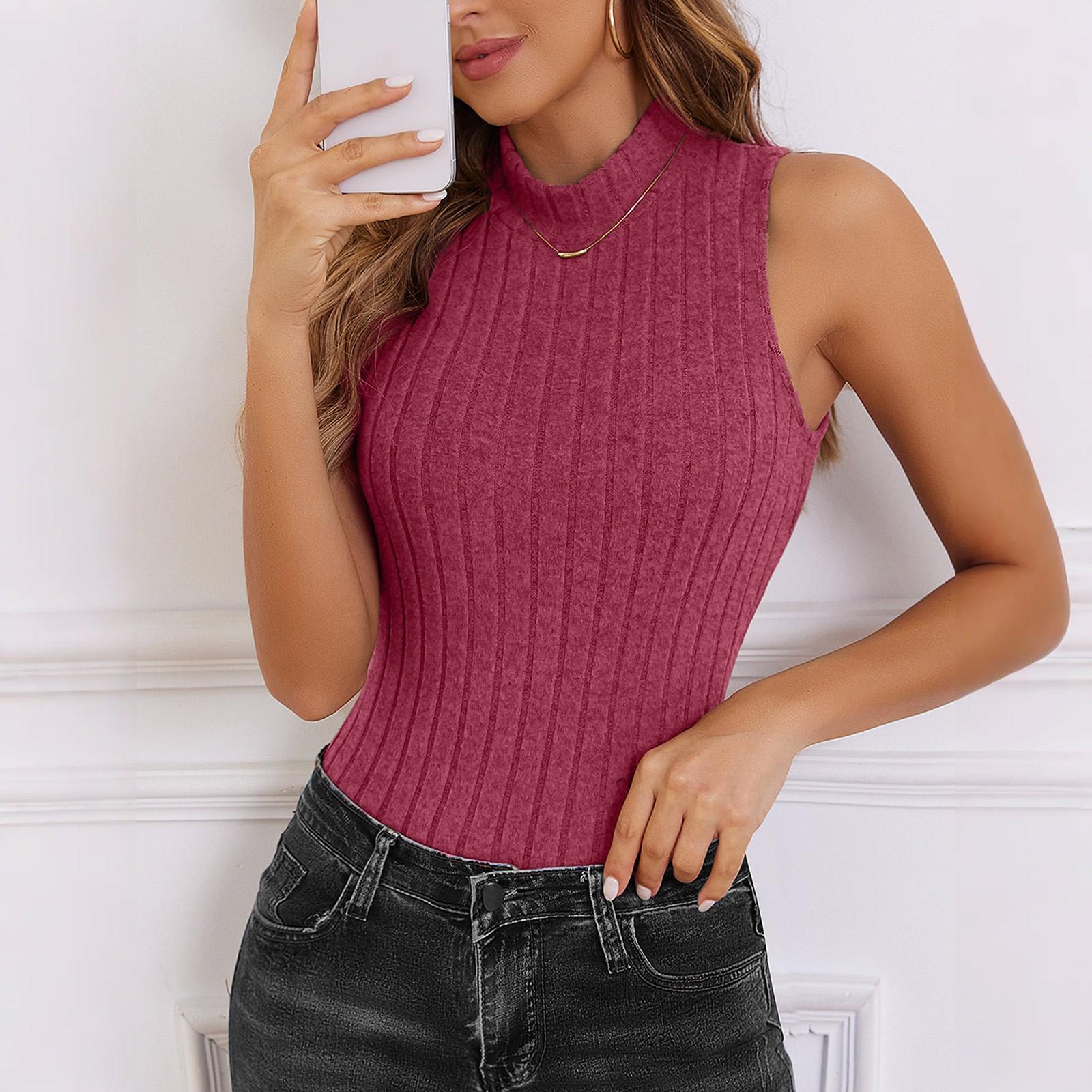 

Женский полосатый маленький воротник-стойка Slim Fit универсальный безрукавный жилет базовый топ S горячий розовый