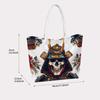 Japanese Samurai Skull Print Tote Bag Casual Large Capacity Portable Shoulder Handbag