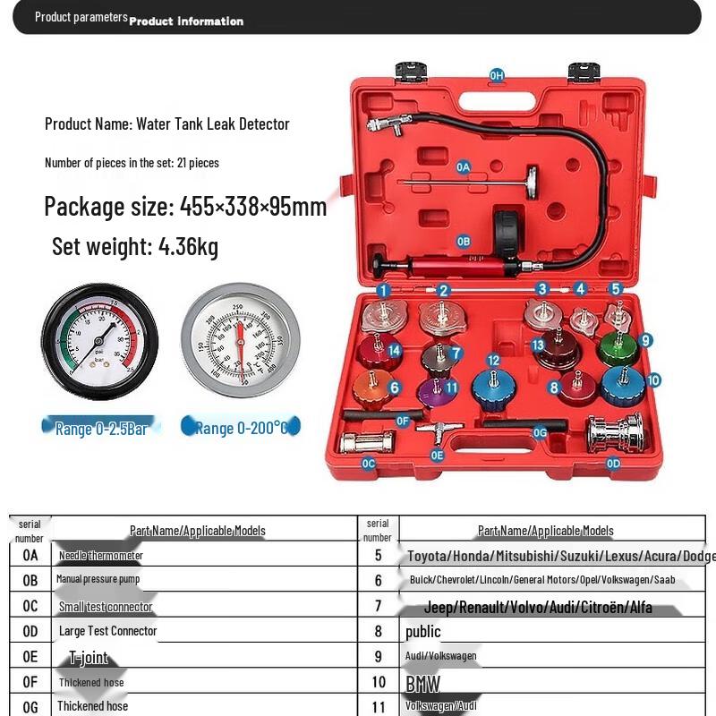 Car Radiator & Cooling System Pressure Tester Kit
