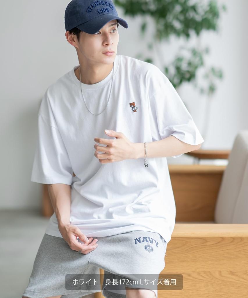 IMPROMES Casual SIDEWAYSTANCE Embroidered Skateboard Downer Bear Short Sleeve T-Shirt, Men's, Black