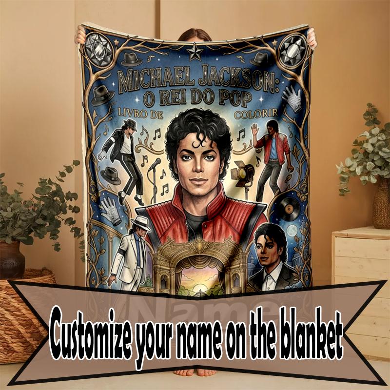 Custom Name Personalized Michael Jackson Print Blanket, Home Decor, Bedroom, Sofa, Camping, Couch, Gifts for Birthday Christmas