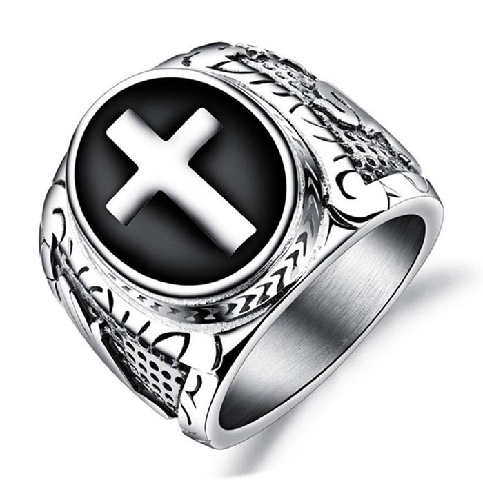 

Retro and Fashionable 21MM Stainless Steel Ring, God s Hand Ring, Cast Punk Ring for Men 7 серебряный