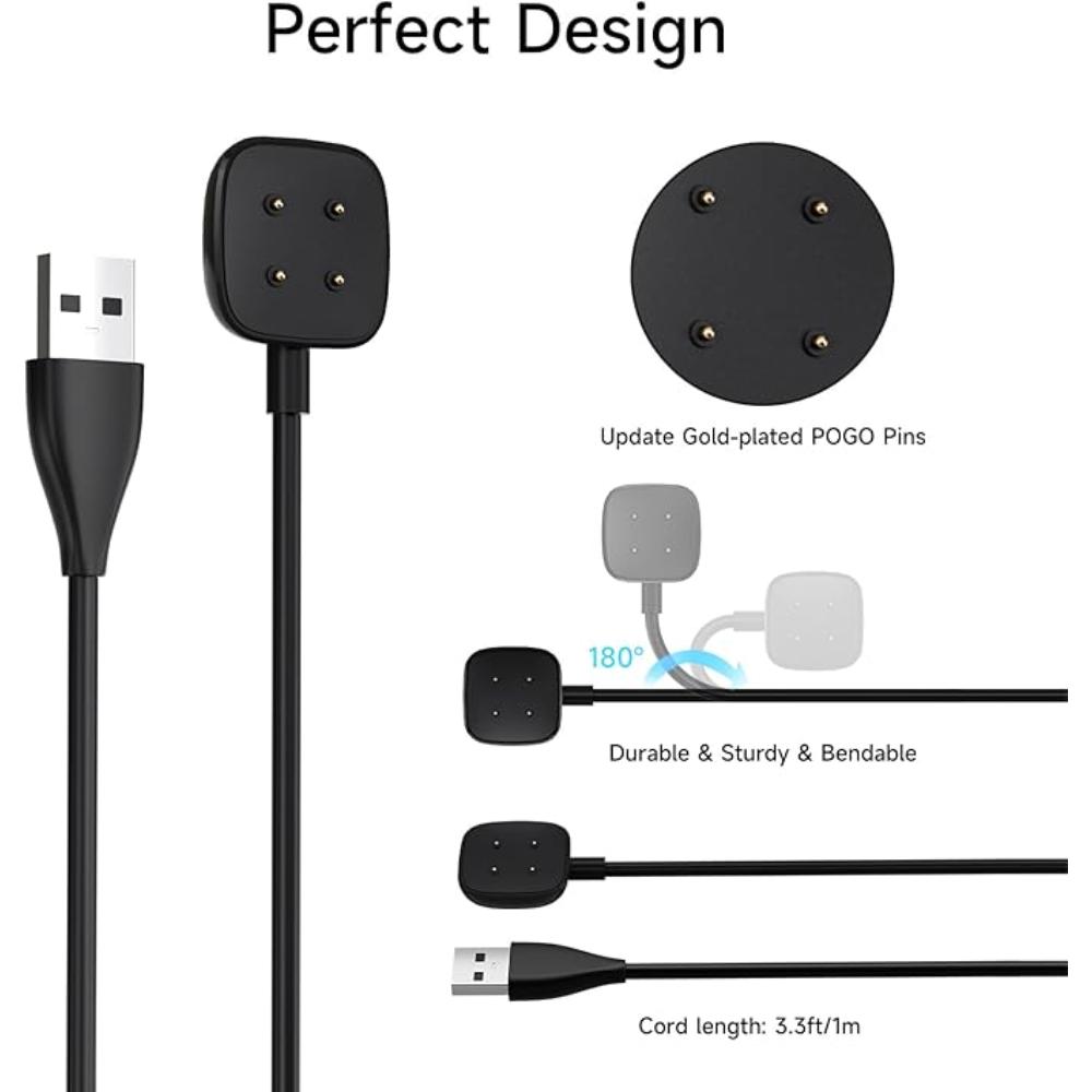 Xiaomi Ladegerät USB-Ladegerät Smartwatch Ladekabel Basis Zubehör 1m für Fitbit Sense/Sense 2/Versa 4/Versa 3