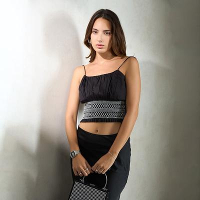 Virgio Damen Cropped Ärmellos Figurbetont U-Ausschnitt Top