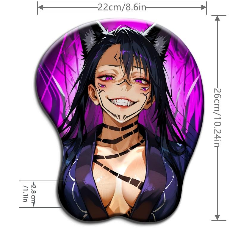 Japanese Anime femininity 3D Silicone Wrist Rest Mouse Pad Ergonomic Purple cat ear girl