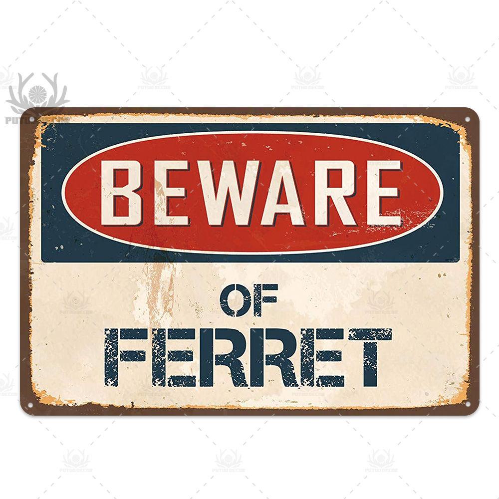 Putuo Decor Beware Vintage Tin Sign Funny Warning Danger Plaque Metal Wall Poster Painting for Room House Shop Bar Man Cave
