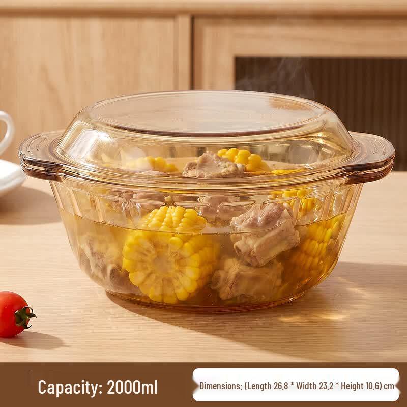 Cilock 2L Double-Handled Heat-Resistant Glass Bowl with Lid