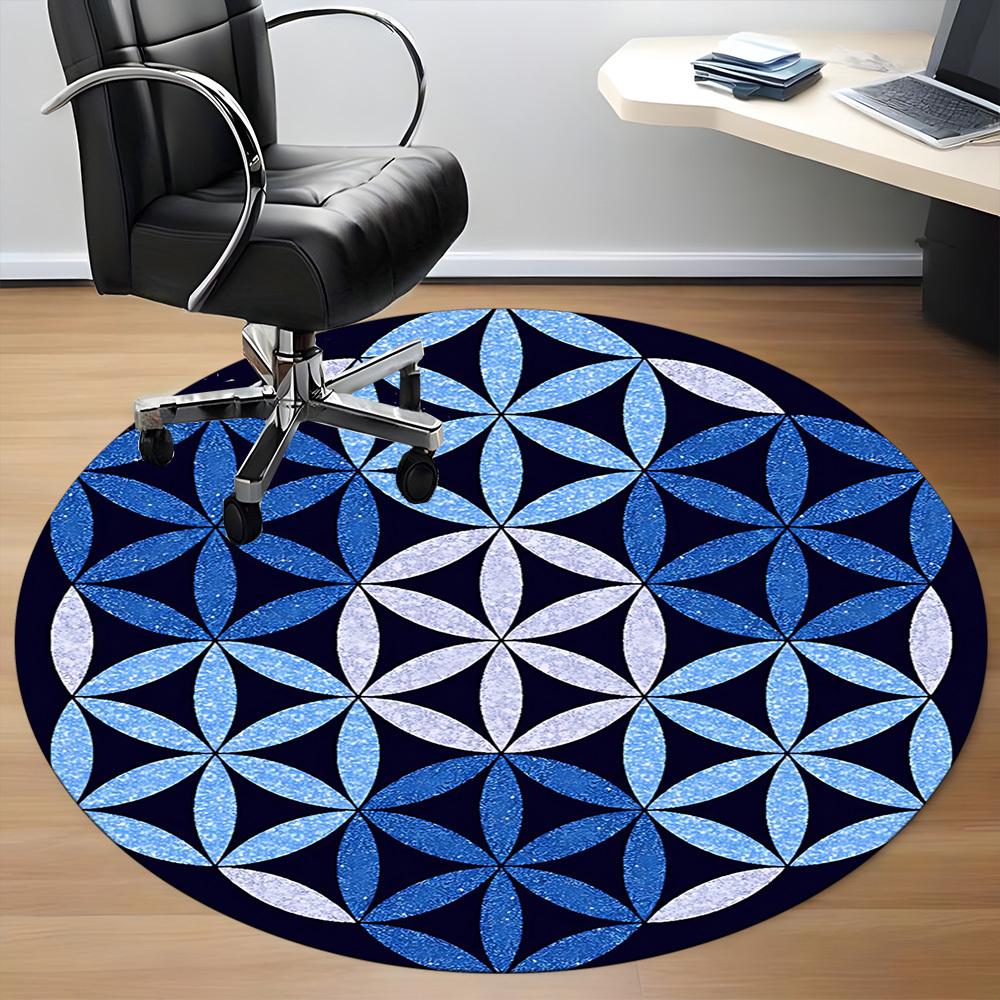 1pc Flower of Life Pattern Chair Carpet for Office Non Slip, Machine Washable Rug for Office, Room Holiday Decor for Christmas, Birthday Polyester