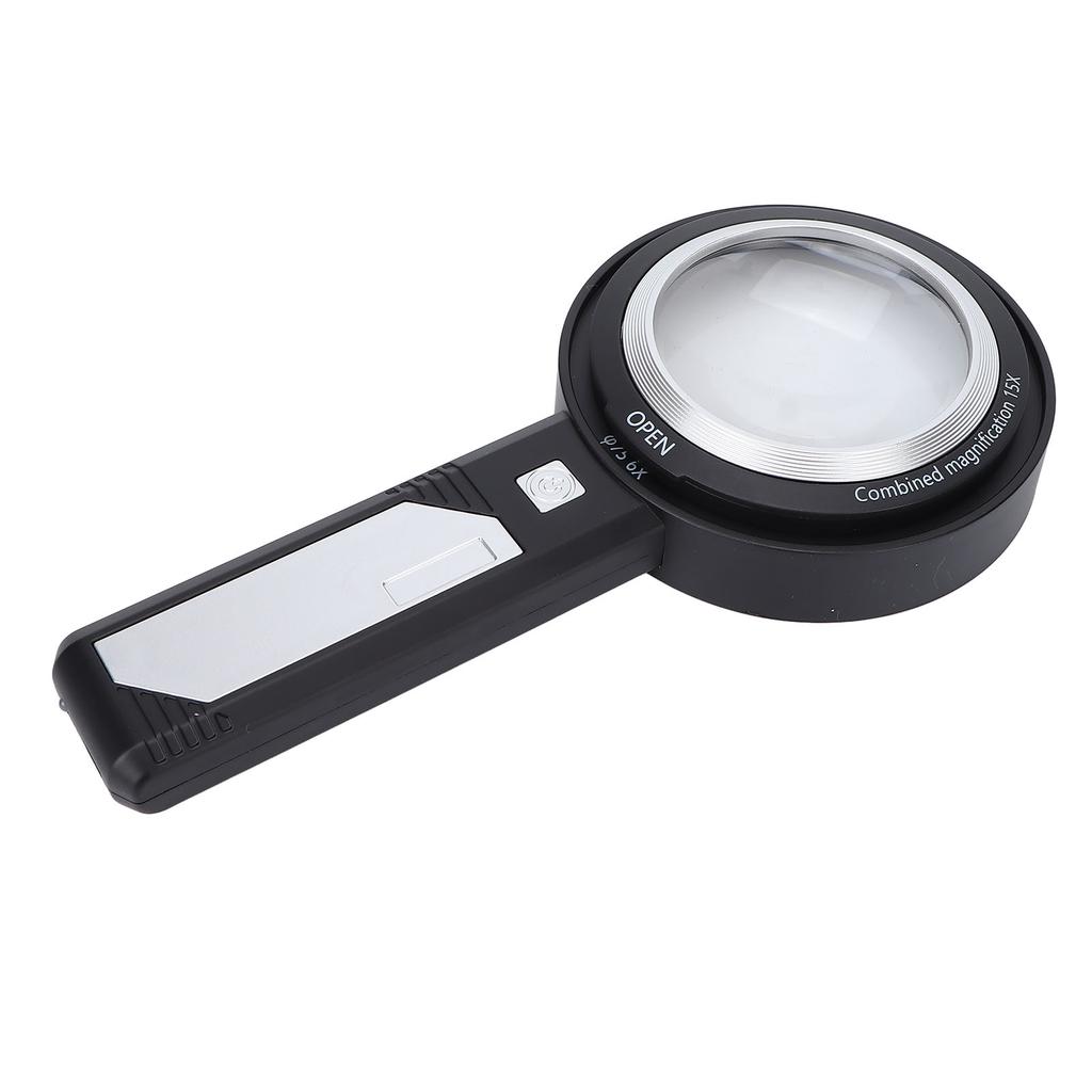 Handlupe 6X15X Lesen Beleuchtete Lupe mit 6 LED-Leuchten für