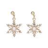 European & American Christmas Zircon Snowflake Imitation Pearl Tassel Earrings