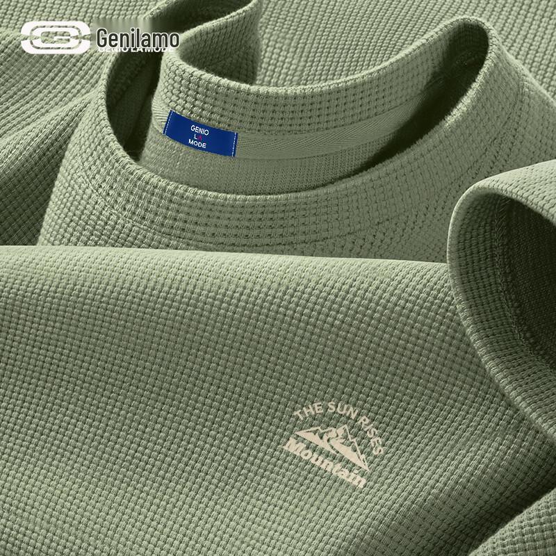 Men s Casual Heavyweight Waffle Knit Mountain Print Tee XL