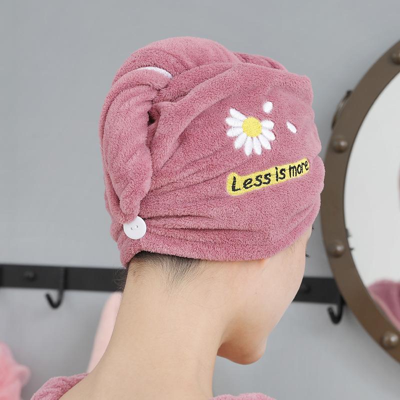 Daisy Coral Velvet Dry Hair Cap Soft and Absorbent Wrapped Head Thickened Shower Cap