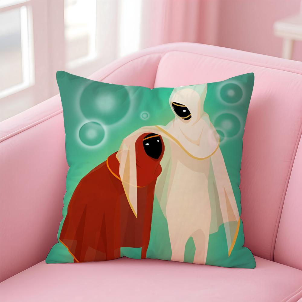 Anime Kwaii Game MMonument Valley Cushion Cover Pillowcase Short Plush Invisible Zipper Room Sofa Cushion Cover