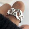 925 Sterling Silver Rings for Women Couple Minimalist Handmade Simple Moon Heart Ring Fine Jewelry Gift Prevent Allergy