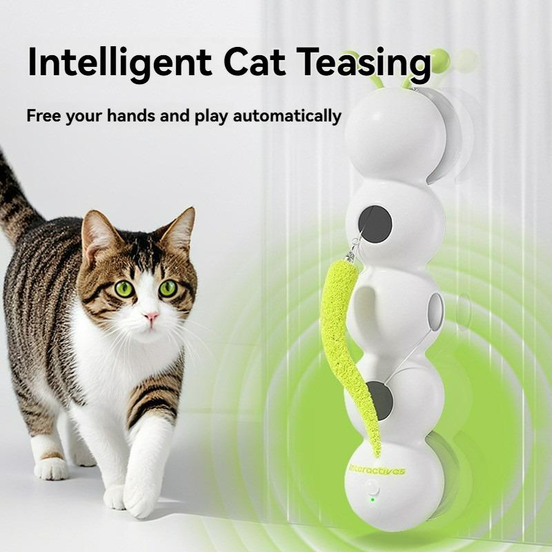 Electric cat teasing toy in the shape of a caterpillar, smart self-entertaining and boredom-relieving gadget, cat teasing stick