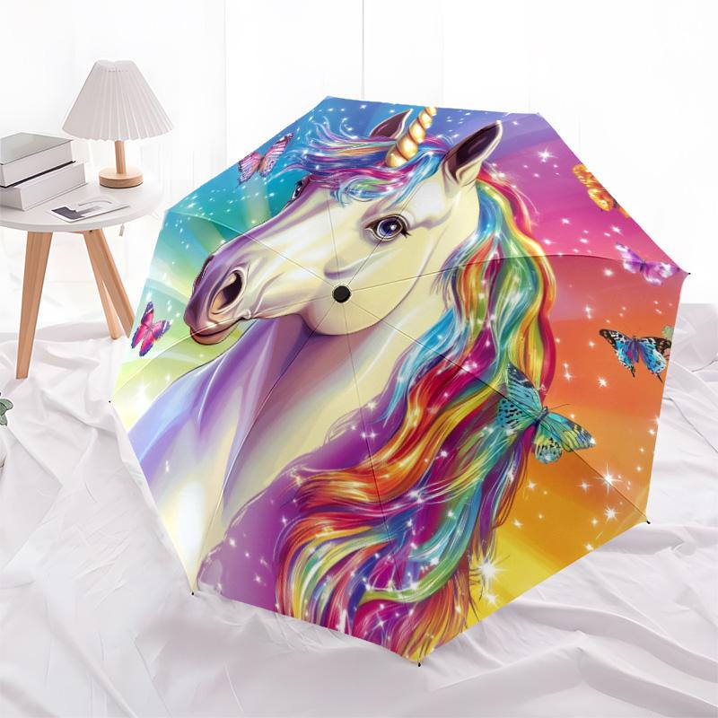 Colorful Animals Pattern, Automatic Folding Umbrella, Portable and Foldable Design, 8 Ribs, a Christmas or Birthday Gift.