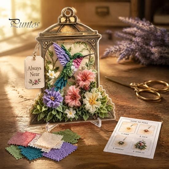 Huiswarmingscadeau voor Natuurliefhebbers 3D Stof Poke Art Kit, DIY Vogel Geheugen Lantaarn Bloemen Geïnspireerd Huisornament En Patronen, Punch Needle Knutselkit