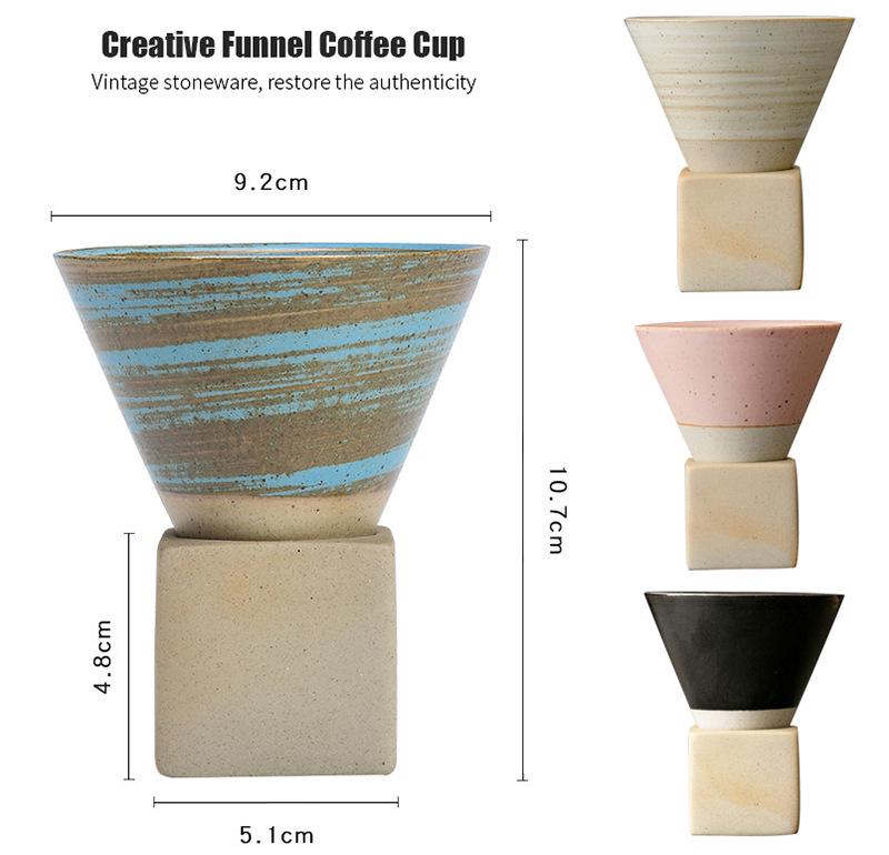 Japonský retro keramický šálek na kávu - Kónický šálek na latte art