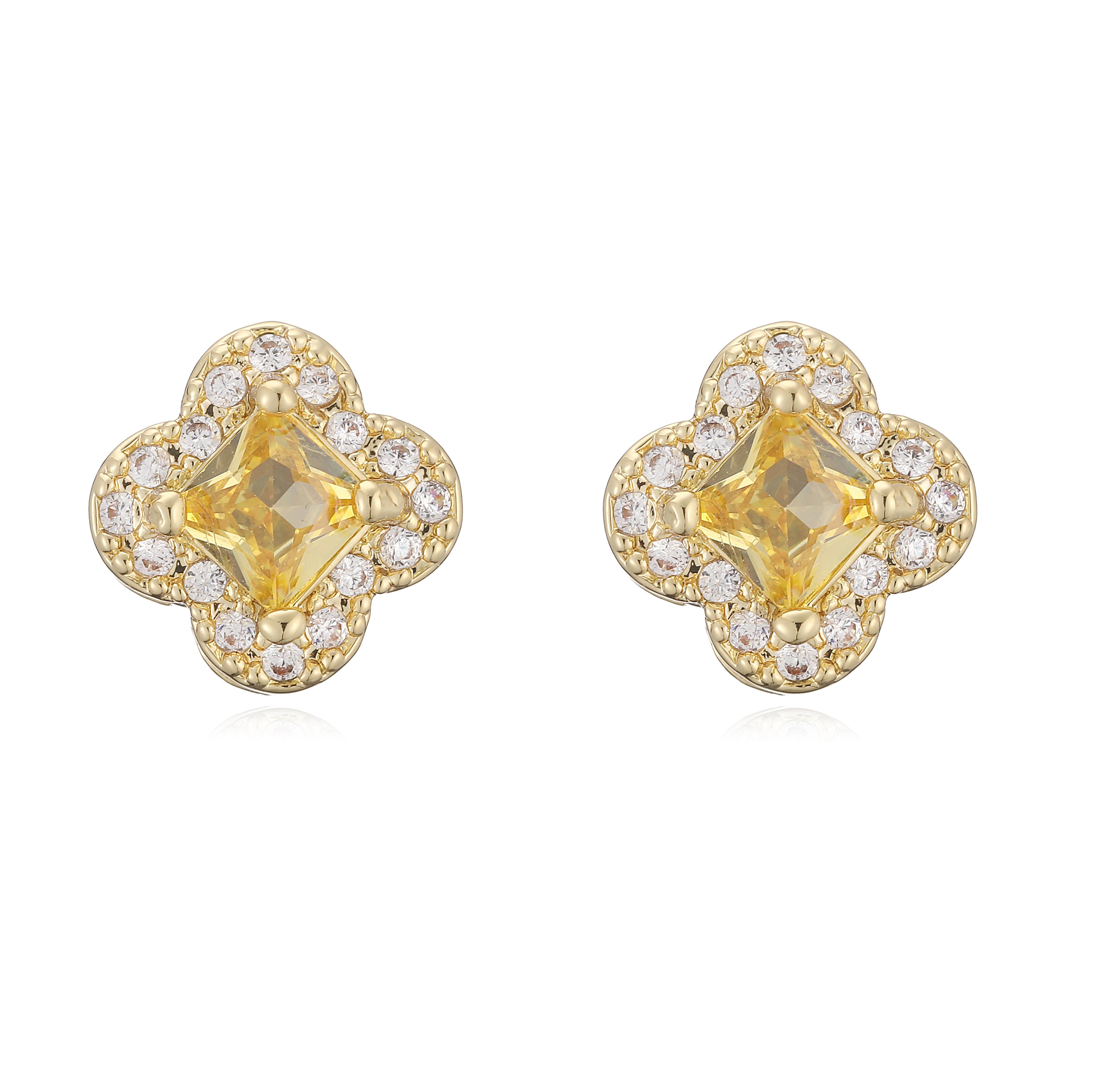 

HECHENG,Multi-Coloured Floral Lilac Zirconia Stud Earrings for Women Sweet Romance Jewellery 1 Pair Other золотисто-желтый