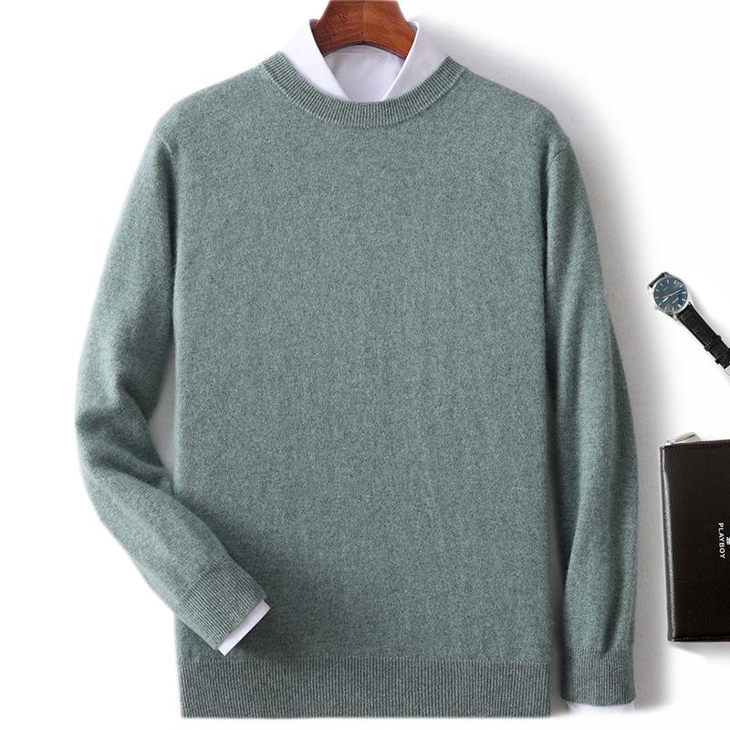 New Semi-turtleneck Cashmere Sweater Men's Thickened Sweater Solid Color Long-sleeved Wool Knitting