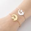 Stainless Steel Cartoon Moon Cat Pendant Bracelet - Simple Gold Color Animal Jewelry
