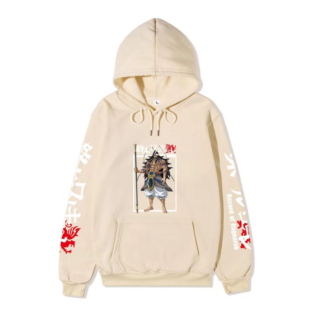 Record of Ragnarok Lu Bu Vollfarbiger Anime Hoodie Japanischer Drachen-Ärmeldruck Lässiger Pullover mit langen Ärmeln Sweatshirt