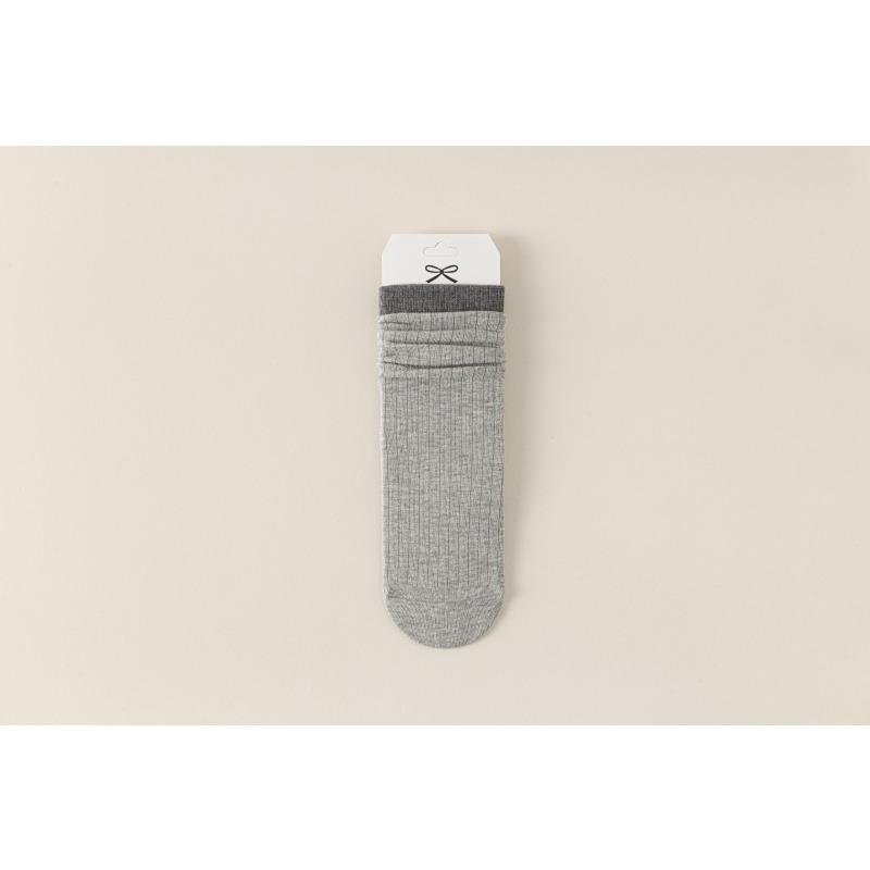 Ladies Autumn and Winter New Solid Color Wide Stripe Boneless Drum Pile Cotton Socks