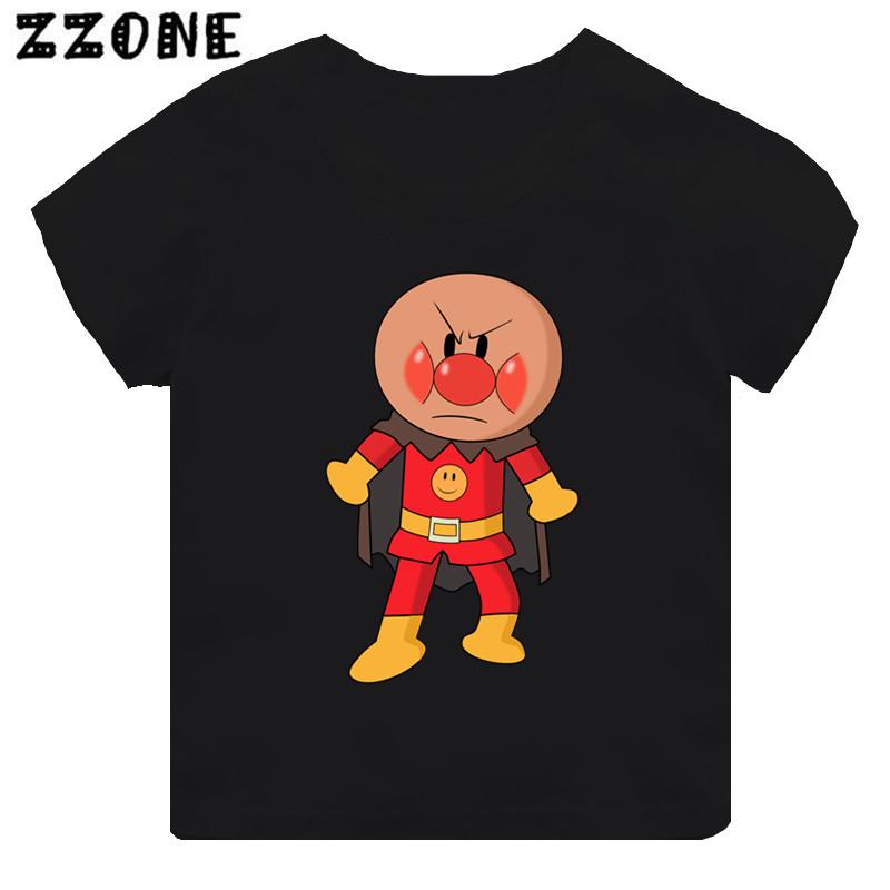 Anpanman och Baikinman Tryck Tecknad Barn T-shirt Roliga Flickkläder Baby Pojkar Svart Kortärmad T-shirt Barn Toppar,TH5254