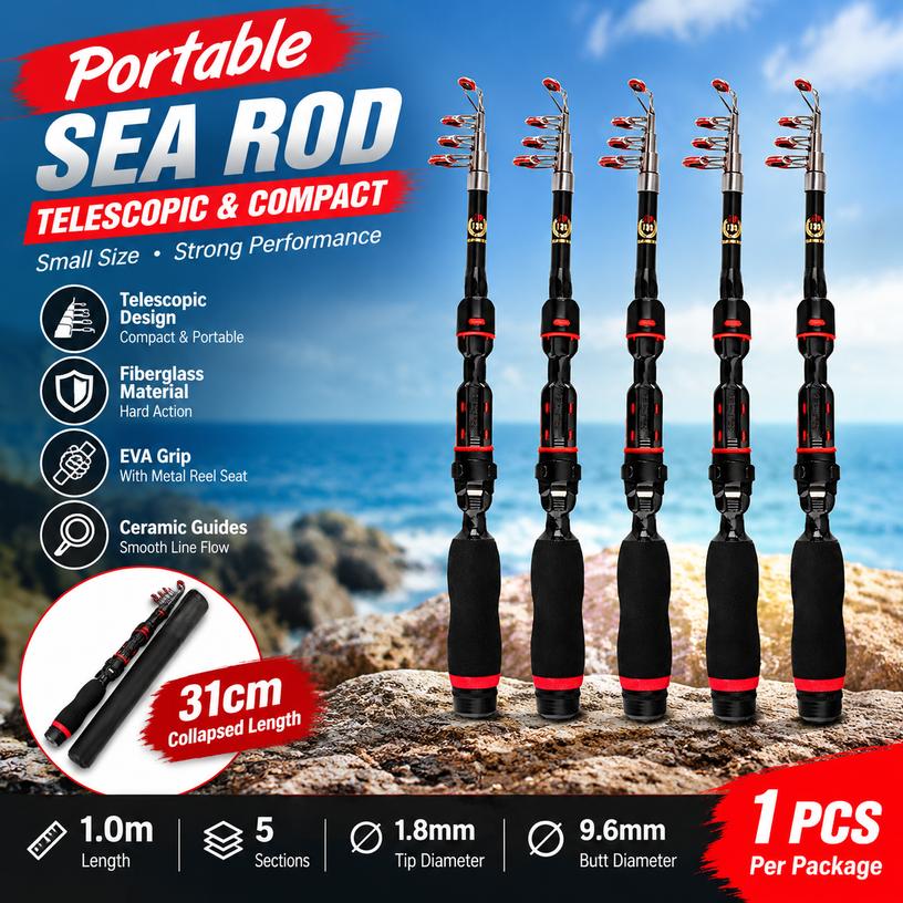 Portable Fiberglass Sea Rod Hard Action Telescopic