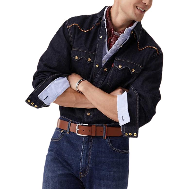 Levis SS25 New Year Limited Edition Double Pocket Design Button Closure Single Breasted Denim Jacket Men Jackets Dark-Blue 0036J-0000