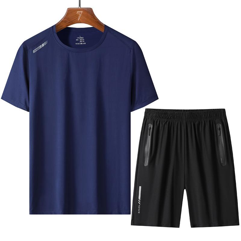 Men's Color Blocked Short Sleeve and Shorts Set