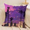 Anime Scenery Design Cushion Cover Silky Short Plush Invisible Zipper Dustproof Sofa Pillow Case for Home Decor
