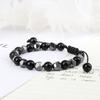 Obsidian Tigerauge & Schwarzer Achat Lavastein Armband