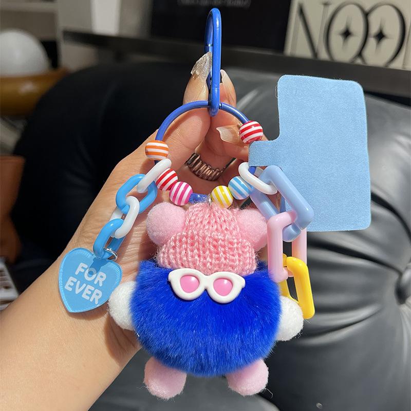 Adorable Plush Keychain DIY Cartoon Character Bag Charm for Backpack Keys